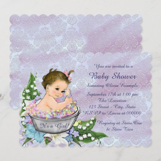 Paarse en Blauwgroen Blue Baby Bath Baby shower Kaart (Voorkant / Achterkant)