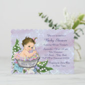 Paarse en Blauwgroen Blue Baby Bath Baby shower Kaart (Staand voorkant)