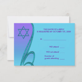 Paarse en Blauwgroen Blue Bat Mitzvah RSVP
