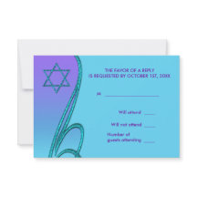 Paarse en Blauwgroen Blue Bat Mitzvah RSVP