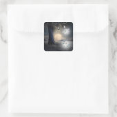 Paarse en Blauwgroen Blue Dragonfly Vierkante Sticker (Tas)