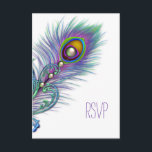 Paarse en Blauwgroen Blue Peacock RSVP<br><div class="desc">Mooie lavendel paarse en blauwgroen blauwe pauw bruiloft RSVP. Deze elegante blauwgroen blauwe pauw bruiloft RSVP is gemakkelijk aan te passen voor uw evenement met uw keuze van lettertype stijl,  kleur en formulering op de voor- en achterkant. Dit is een afgedrukt grafisch ontwerp zonder echte edelstenen,  juwelen,  enz.</div>