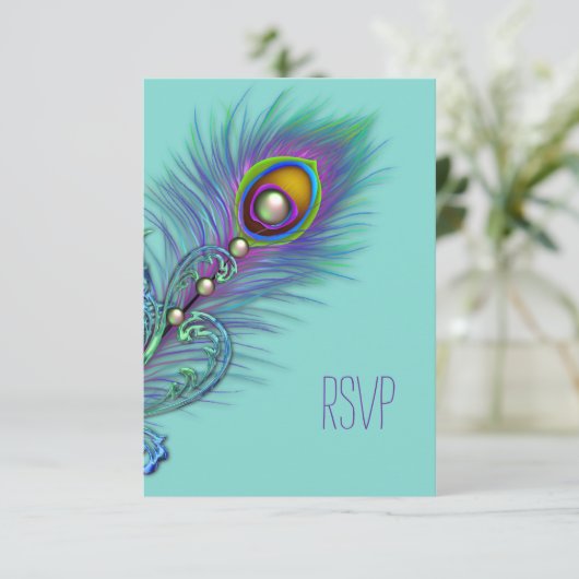 Paarse en Blauwgroen Blue Peacock RSVP (Staand voorkant)