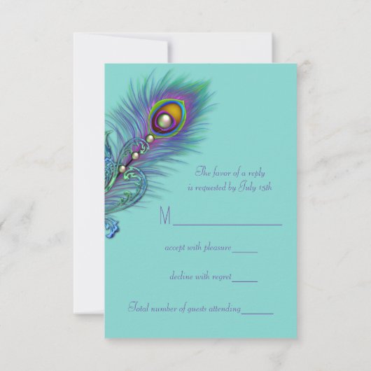 Paarse en Blauwgroen Blue Peacock RSVP (Achterkant)