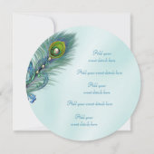 Paarse en Blauwgroen Blue Peacock Wedding Menu Kaart (Achterkant)