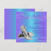 Paarse en Blauwgroen Blue Sweet 16 Party Kaart (Voorkant / Achterkant)