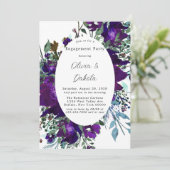 Paarse en Blauwgroen botanische Floral Engagement  Kaart (Staand voorkant)