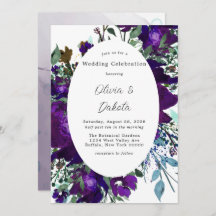 Paarse en Blauwgroen botanische Floral Wedding