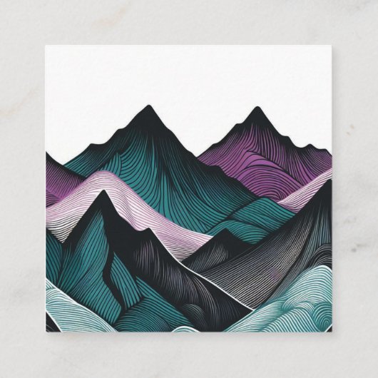 Paarse en Blauwgroen bruiloft in de bergen Informatiekaartje (Achterkant)