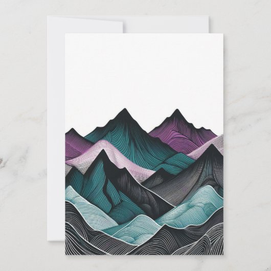 Paarse en Blauwgroen bruiloft in de bergen Kaart (Achterkant)