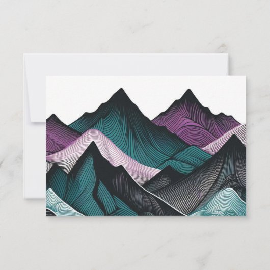 Paarse en Blauwgroen bruiloft in de bergen RSVP Kaartje (Achterkant)