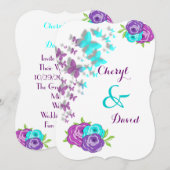 Paarse en Blauwgroen Butterflies en Whimsical Flow Kaart (Voorkant / Achterkant)