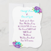 Paarse en Blauwgroen Butterflies en Whimsical Flow Kaart (Achterkant)