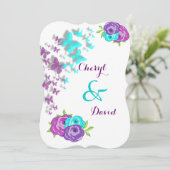 Paarse en Blauwgroen Butterflies en Whimsical Flow Kaart (Staand voorkant)