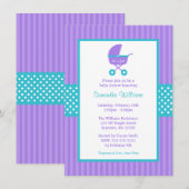 Paarse en Blauwgroen Carriage Gestreepte Stippen B Kaart (Voorkant / Achterkant)