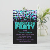 Paarse en Blauwgroen Confetti Graduation Party Kaart (Staand voorkant)