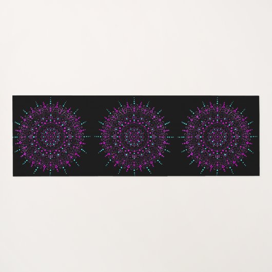 Paarse en Blauwgroen Dot Mandala Yoga Mat (Achterkant (horizontaal))