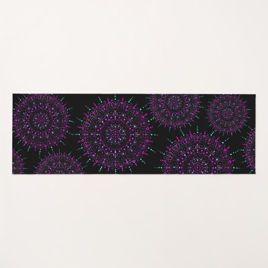 Paarse en Blauwgroen Dot Mandala Yoga Mat (Voorkant (horizontaal))