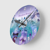 Paarse en Blauwgroen Dream Catcher Boho Persoonlij Ronde Klok (Hoek)