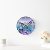 Paarse en Blauwgroen Dream Catcher Boho Persoonlij Ronde Klok (Huis)