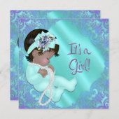 Paarse en Blauwgroen etnische Baby Girl Shower Kaart (Voorkant / Achterkant)
