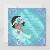 Paarse en Blauwgroen etnische Baby Girl Shower Kaart (Achterkant)