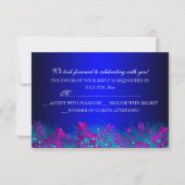 Paarse en Blauwgroen Floral Masquerade Party RSVP (Achterkant)