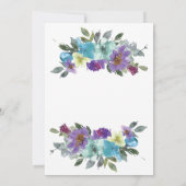 Paarse en Blauwgroen Floral Wedding-uitnodigingen Kaart (Achterkant)