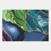 Paarse en Blauwgroen glitter Peacock Agate Inpakpapier Vel (Voorkant 3)