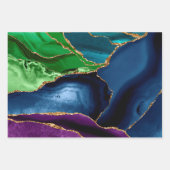 Paarse en Blauwgroen glitter Peacock Agate Inpakpapier Vel (Voorkant 2)