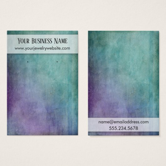 Paarse en Blauwgroen Grunge Earring Holder Display Visitekaartjes (Voorkant /achterkant)