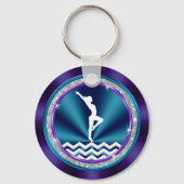 Paarse en Blauwgroen Gymnastische Gift Ideeën voor Sleutelhanger (Achterkant)