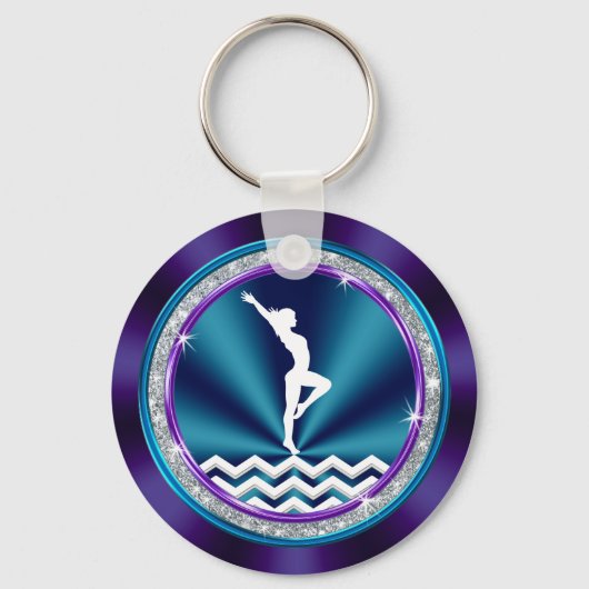 Paarse en Blauwgroen Gymnastische Gift Ideeën voor Sleutelhanger (Achterkant)