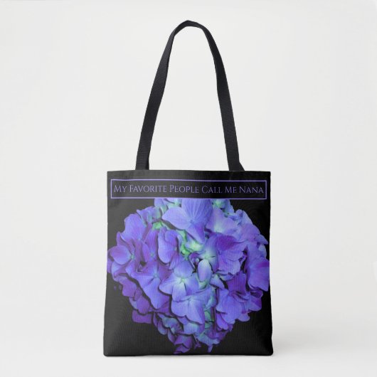 Paarse en blauwgroen hydrangea grootmoeder tote bag (Voorkant)