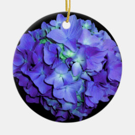 Paarse en blauwgroen hydrangea, paarse blauwe bloe keramisch ornament