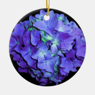 Paarse en blauwgroen hydrangea, paarse blauwe bloe keramisch ornament