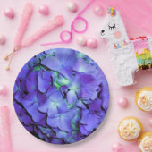 Paarse en blauwgroen hydrangea, paarse blauwe bloe papieren bordje (Feest)