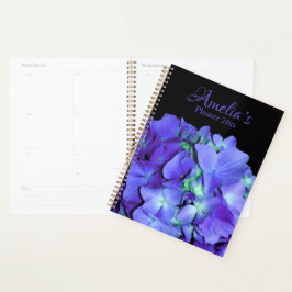 Paarse en blauwgroen hydrangea, paarse blauwe bloe planner