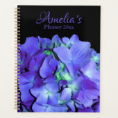 Paarse en blauwgroen hydrangea, paarse blauwe bloe planner (Voorkant)