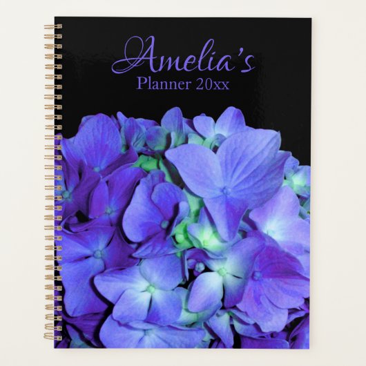 Paarse en blauwgroen hydrangea, paarse blauwe bloe planner (Voorkant)