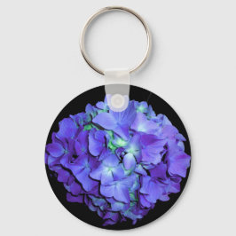 Paarse en blauwgroen hydrangea, paarse blauwe bloe sleutelhanger
