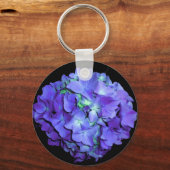 Paarse en blauwgroen hydrangea, paarse blauwe bloe sleutelhanger (Voorkant)