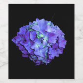 Paarse en blauwgroen hydrangea, paarse blauwe bloe wijn etiket (Enkel label)