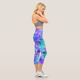 Paarse en Blauwgroen kristal - Capris Leggings