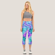 Paarse en Blauwgroen kristal - Capris Leggings