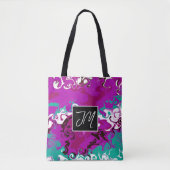 Paarse en Blauwgroen marmervochtige kunst Tote Bag (Voorkant)