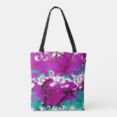 Paarse en Blauwgroen marmervochtige kunst Tote Bag (Achterkant)