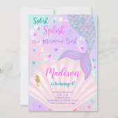 Paarse en Blauwgroen Mermaid Tail Verjaardagsuitno Kaart (Voorkant)