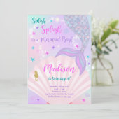 Paarse en Blauwgroen Mermaid Tail Verjaardagsuitno Kaart (Staand voorkant)