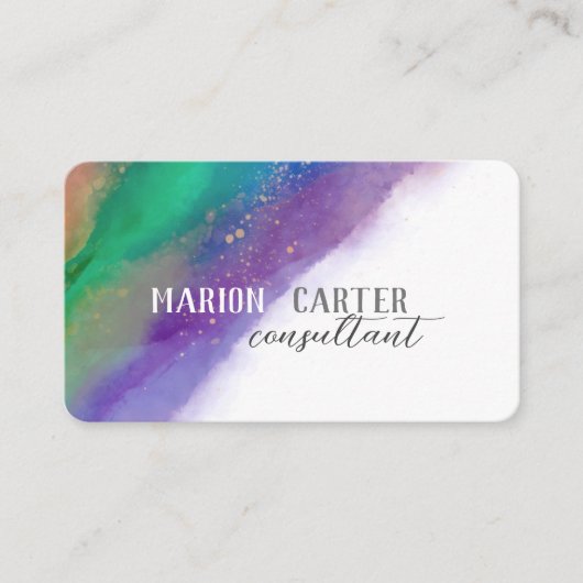 paarse en blauwgroen minimalistische clean waterve visitekaartje (Voorkant)